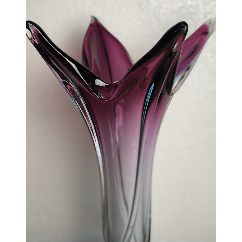 Vase vintage en verre tourné de Murano vintage 1970