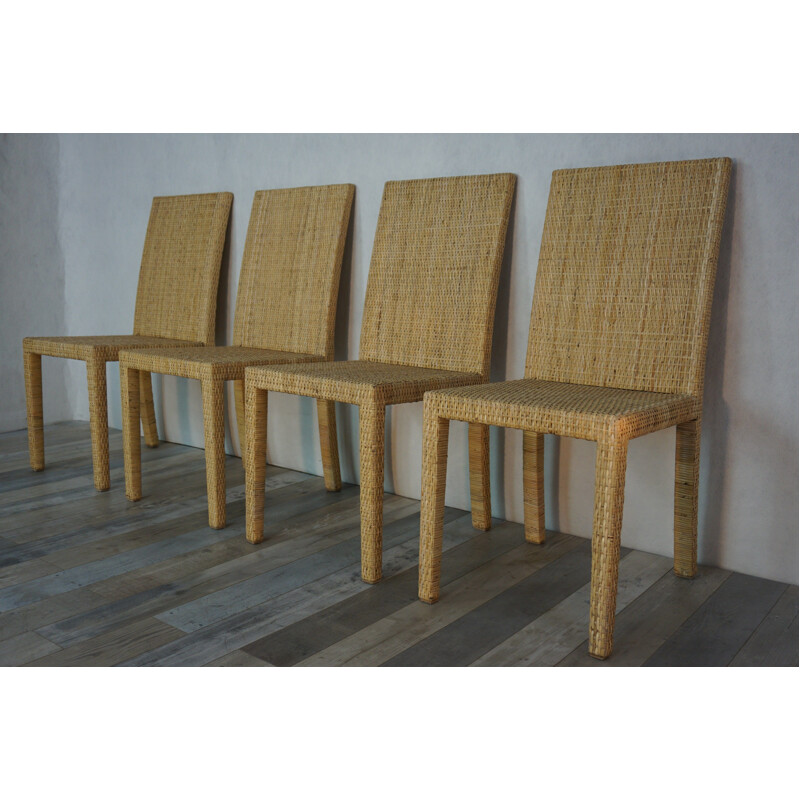 Suite of 4 vintage chairs by Jean Michel Frank and Adolphe Chanaux for Ecart International 