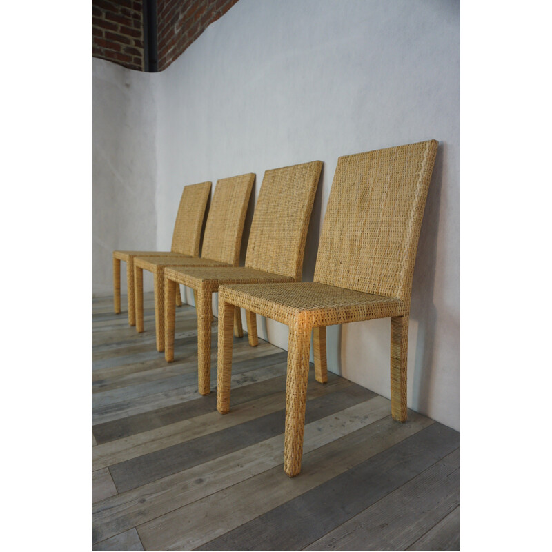 Suite of 4 vintage chairs by Jean Michel Frank and Adolphe Chanaux for Ecart International 