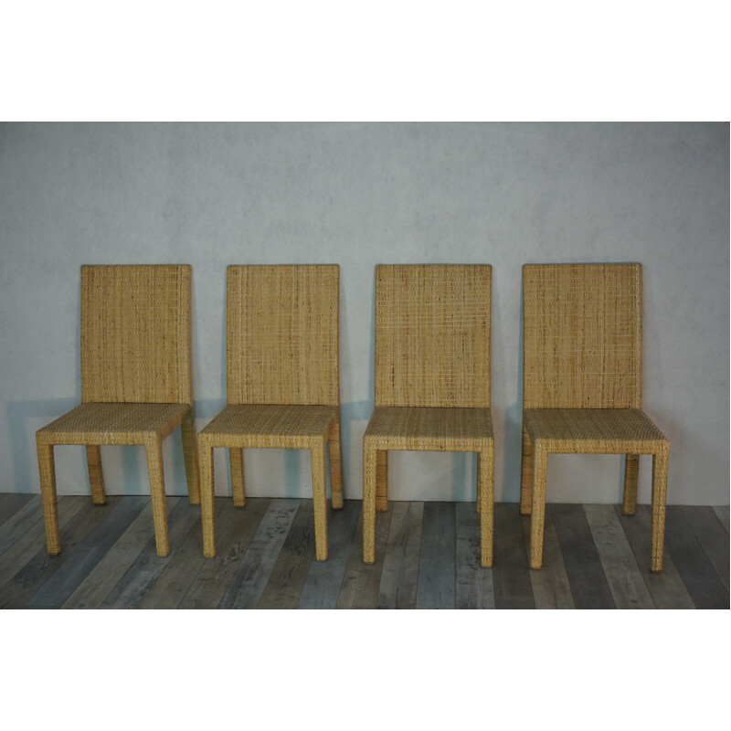 Suite of 4 vintage chairs by Jean Michel Frank and Adolphe Chanaux for Ecart International 