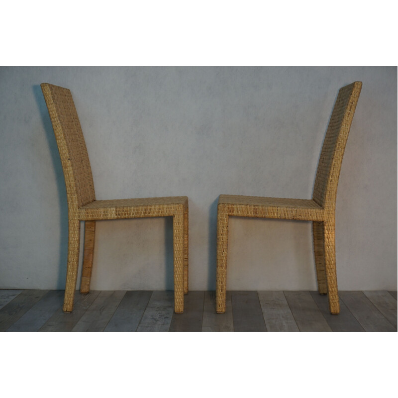 Suite of 4 vintage chairs by Jean Michel Frank and Adolphe Chanaux for Ecart International 