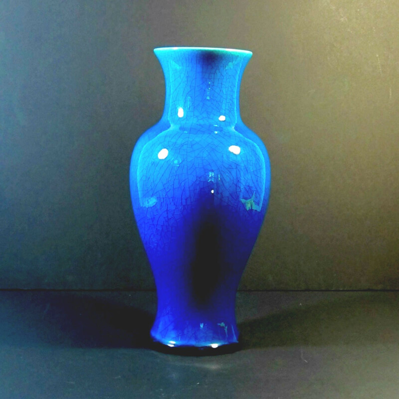 Vase céramique bleu, Pol CHAMBOST - années 50