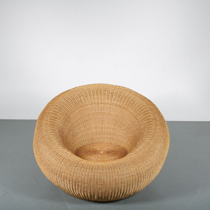 Vintage Rattan Lounge Chair, Italy, 1960s