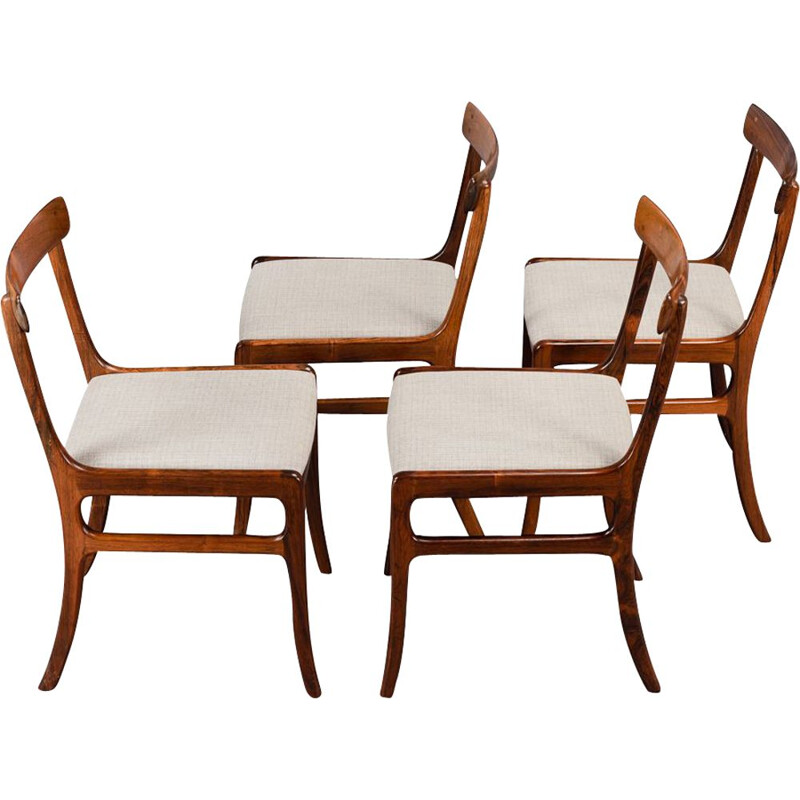Set of 4 vintage Rosewood Rungstedlund dining chairs by Ole Wanscher for PJ Denmark
