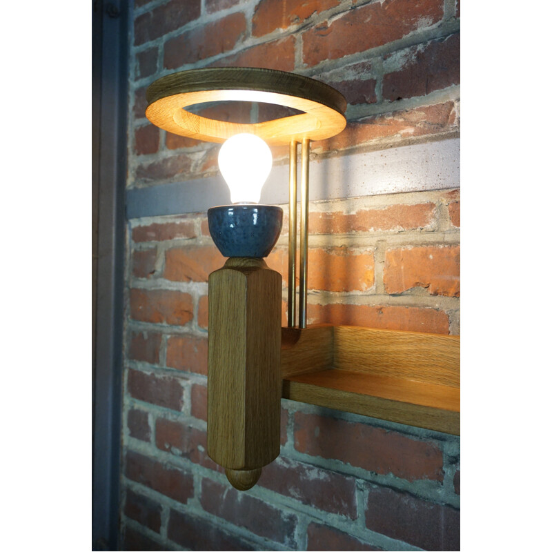 Vintage wall lamp with shelf by Guillerme and Chambron 1950-60