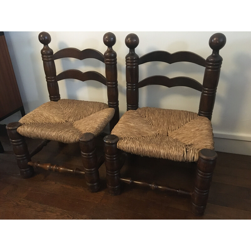 Pair of vintage art deco low chairs 1930