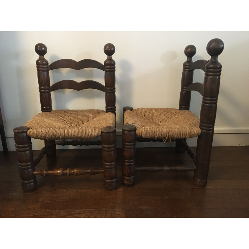 Pair of vintage art deco low chairs 1930