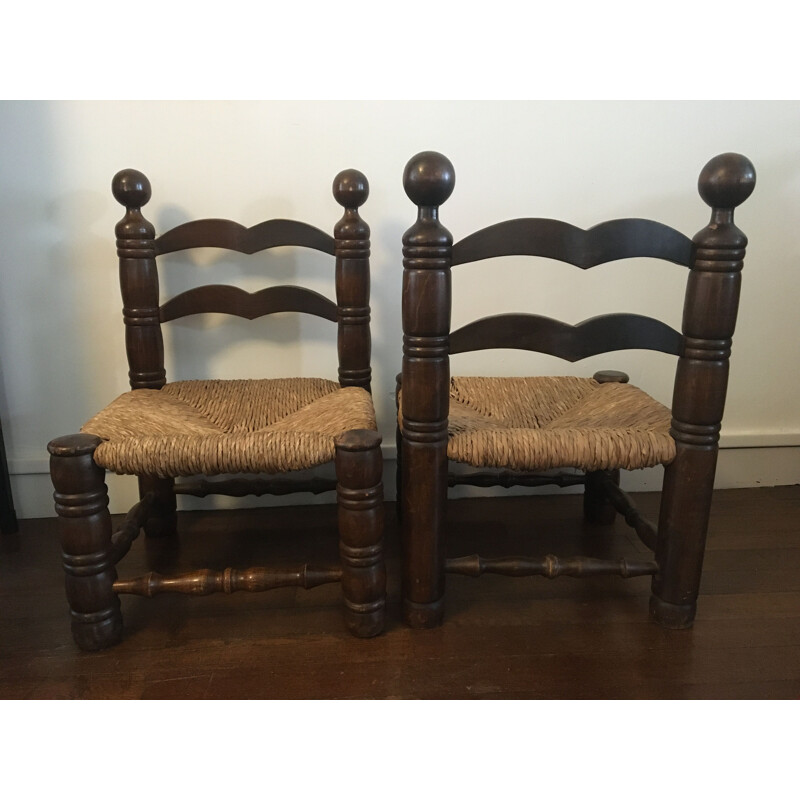 Pair of vintage art deco low chairs 1930