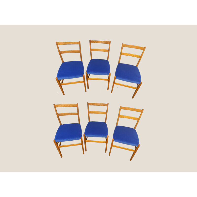 Ensemble de 6 chaises vintage Leggera de Gio Ponti 1950