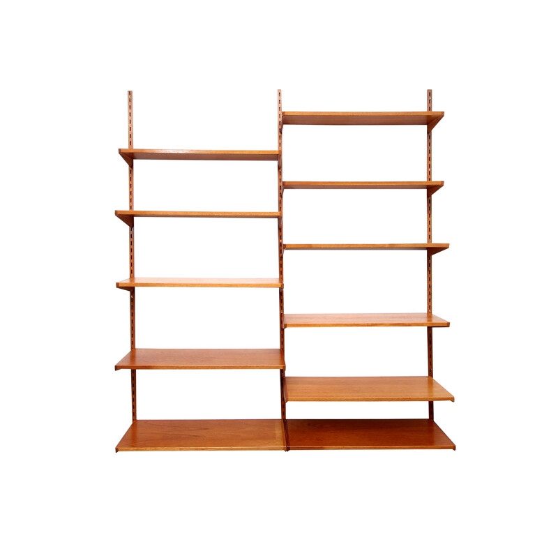 Vintage wall unit bookcase in teak by Kai Kristiansen for FM Möbler 1960