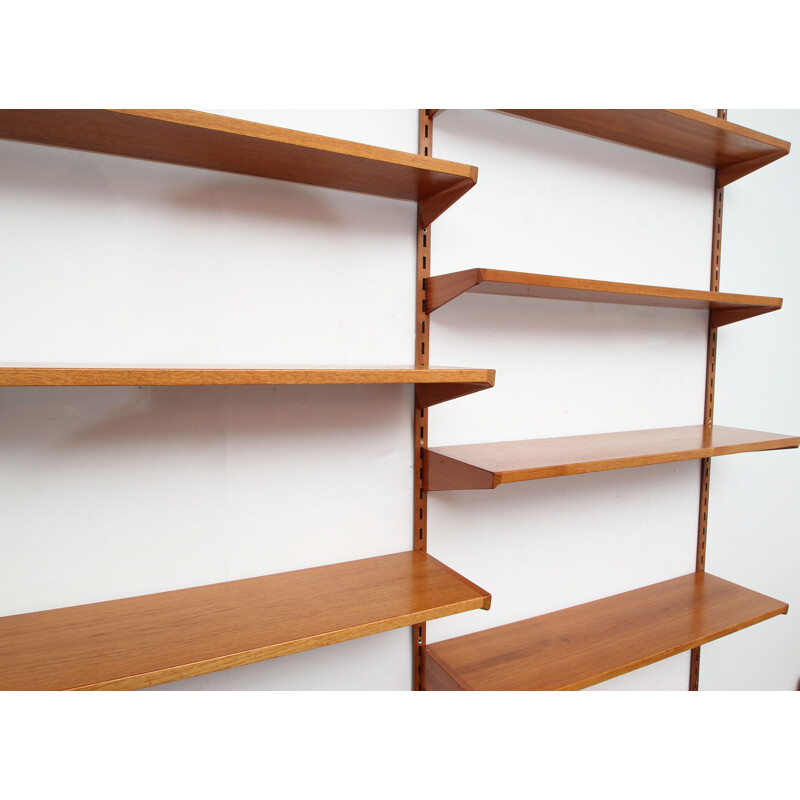 Vintage wall unit bookcase in teak by Kai Kristiansen for FM Möbler 1960