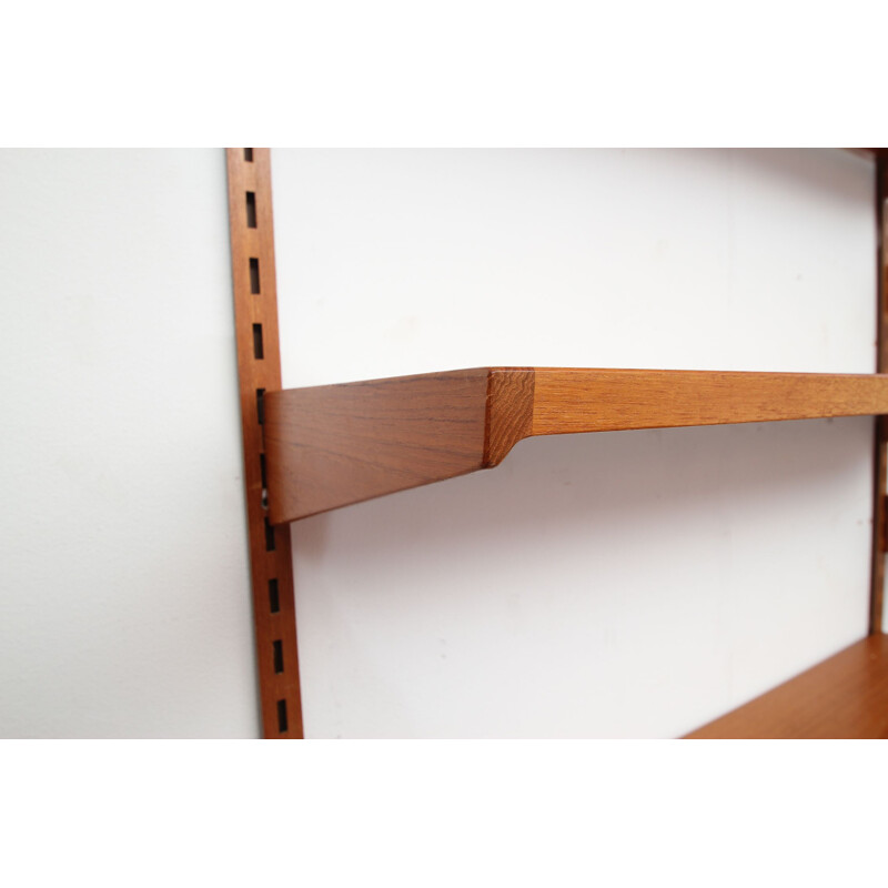 Vintage wall unit bookcase in teak by Kai Kristiansen for FM Möbler 1960