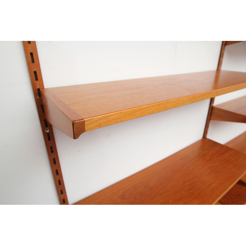 Vintage wall unit bookcase in teak by Kai Kristiansen for FM Möbler 1960