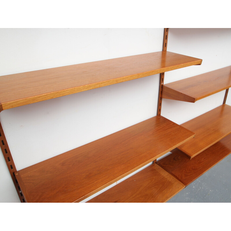 Vintage wall unit bookcase in teak by Kai Kristiansen for FM Möbler 1960