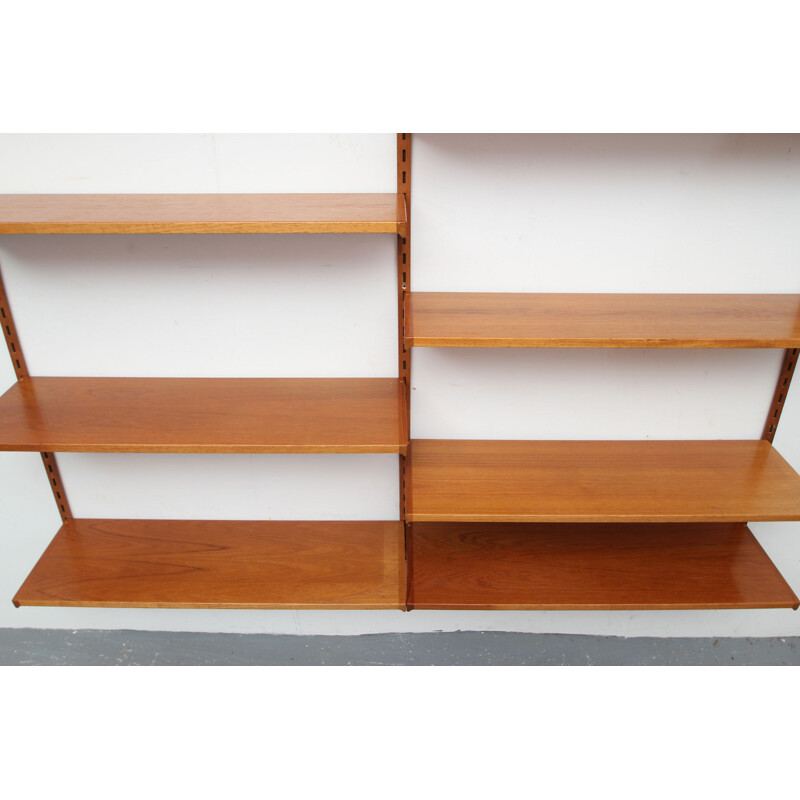 Vintage wall unit bookcase in teak by Kai Kristiansen for FM Möbler 1960