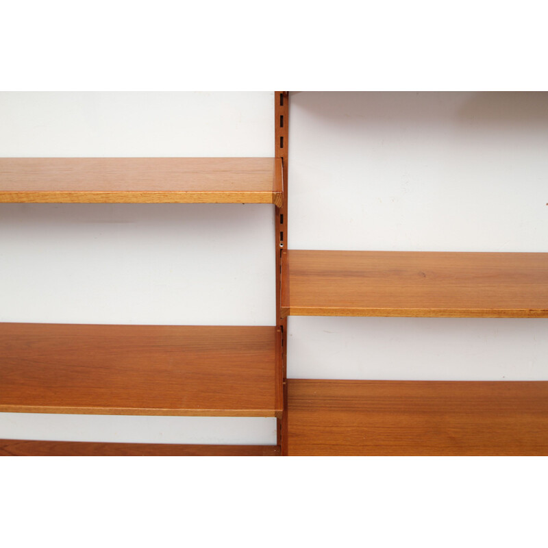 Vintage wall unit bookcase in teak by Kai Kristiansen for FM Möbler 1960