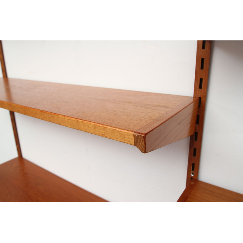 Vintage wall unit bookcase in teak by Kai Kristiansen for FM Möbler 1960