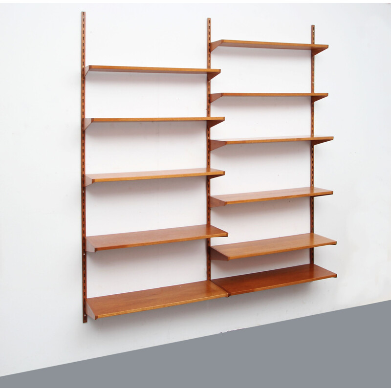 Vintage wall unit bookcase in teak by Kai Kristiansen for FM Möbler 1960