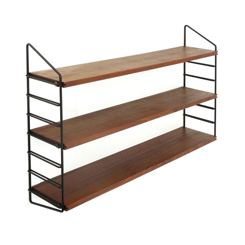 Vintage shelving unit with three teak shelves, 1960s