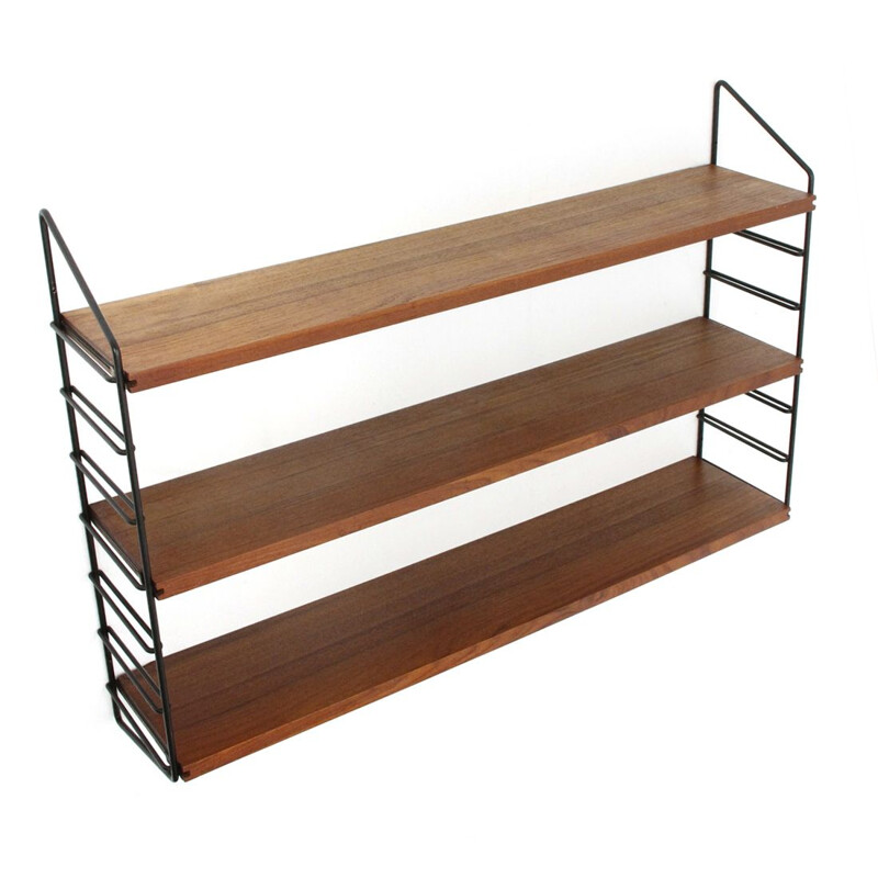 Vintage shelving unit with three teak shelves, 1960s