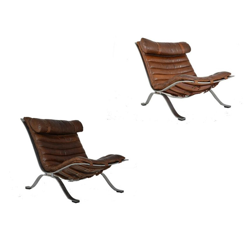 Pair of 2 vintage "Ari" armchairs by Arne Norell 1960