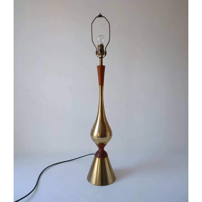 Vintage brass and walnut table lamp by Tony Paul for Westwood Industries, 1950