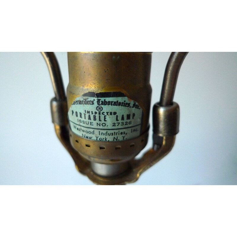 Vintage Tischlampe aus Messing und Walnussholz von Tony Paul für Westwood Industries, 1950