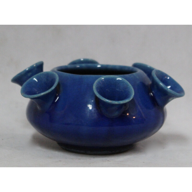 Pique fleur en céramique bleue, Pol CHAMBOST - 1950