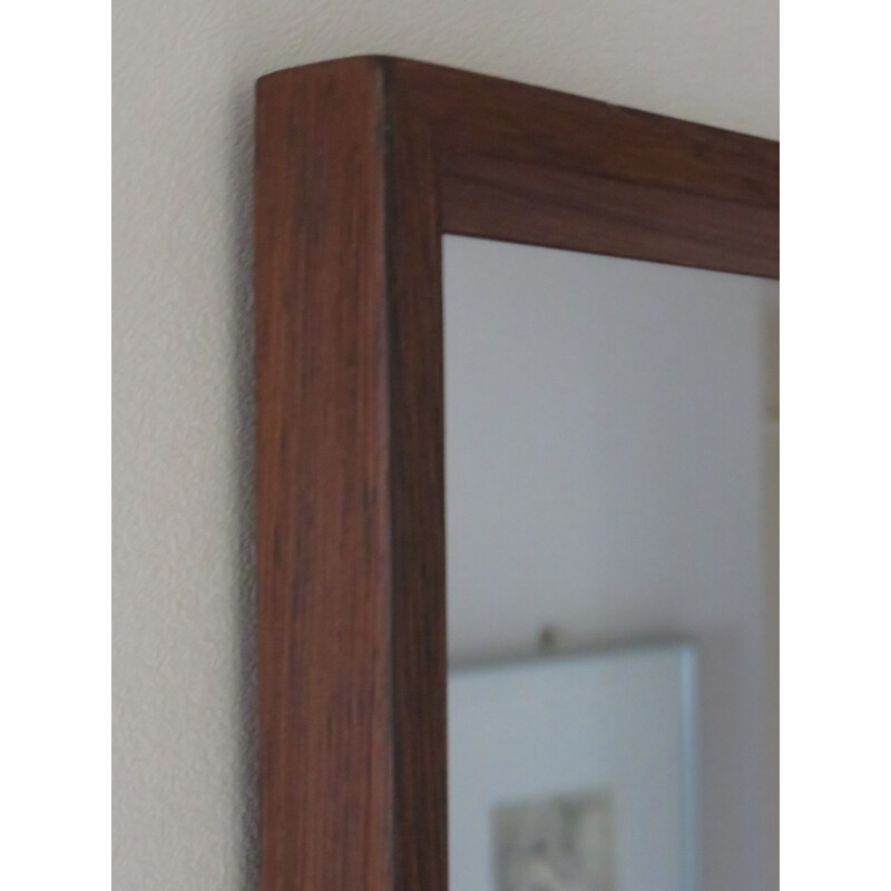 Vintage rectangular rosewood mirror, Denmark, 1960