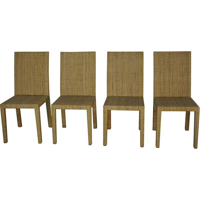 Suite of 4 vintage chairs by Jean Michel Frank and Adolphe Chanaux for Ecart International 