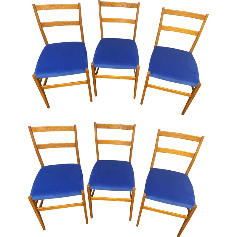 Ensemble de 6 chaises vintage Leggera de Gio Ponti 1950