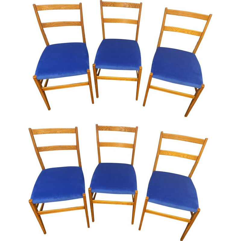 Set of 6 vintage Leggera chairs by Gio Ponti 1950