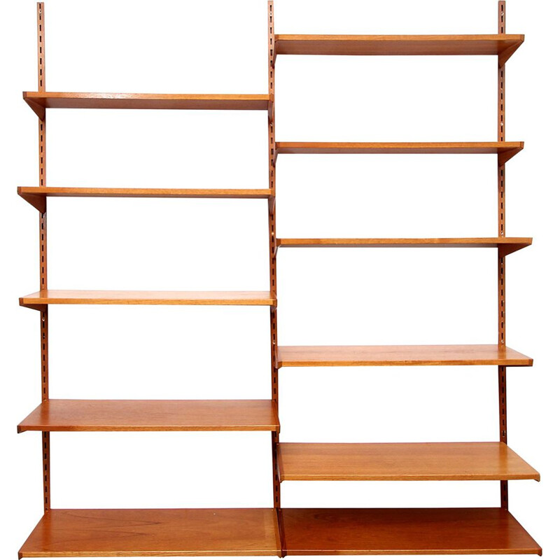 Vintage wall unit bookcase in teak by Kai Kristiansen for FM Möbler 1960