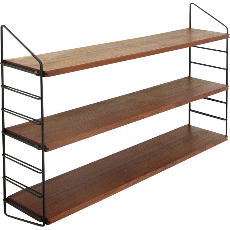 Vintage shelving unit with three teak shelves, 1960s