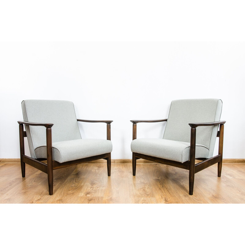 Set of 4 vintage armchair by Edmund Homa for Gościcińskie Fabryki Mebli, 1960s