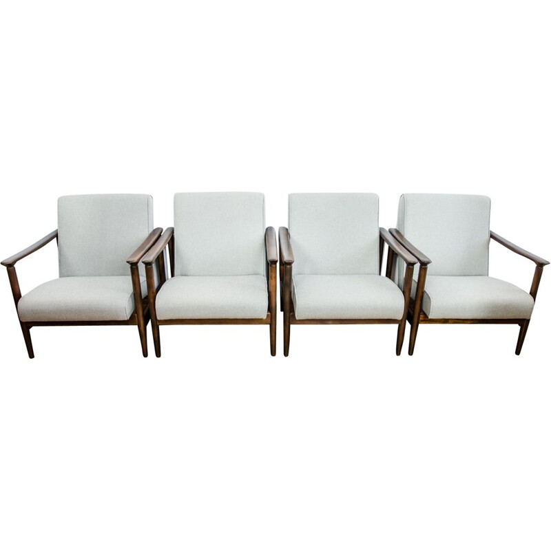 Set of 4 vintage armchair by Edmund Homa for Gościcińskie Fabryki Mebli, 1960s