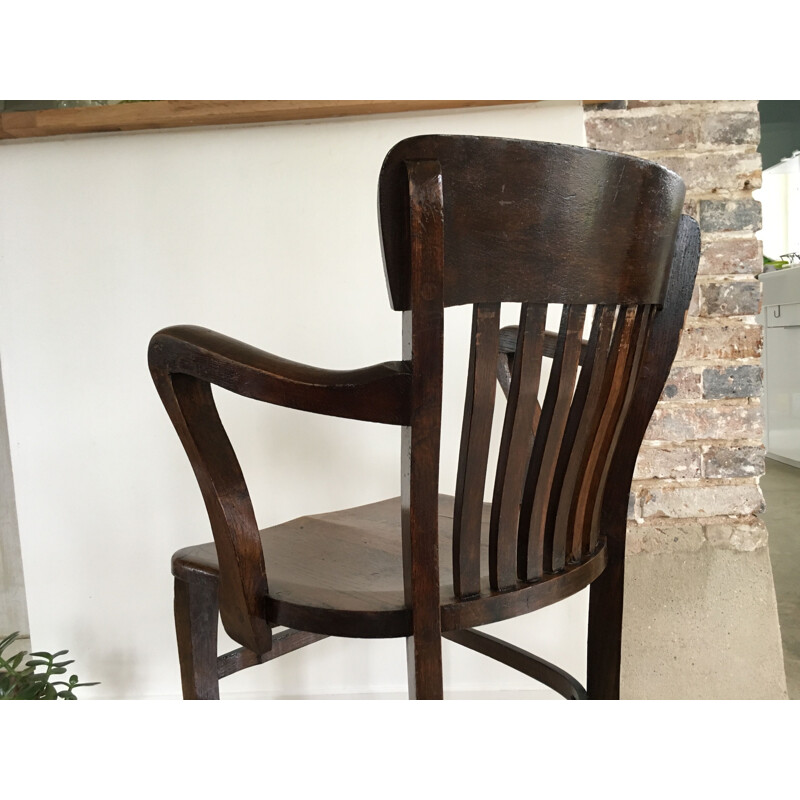 Vintage solid oak office armchair, 1930s