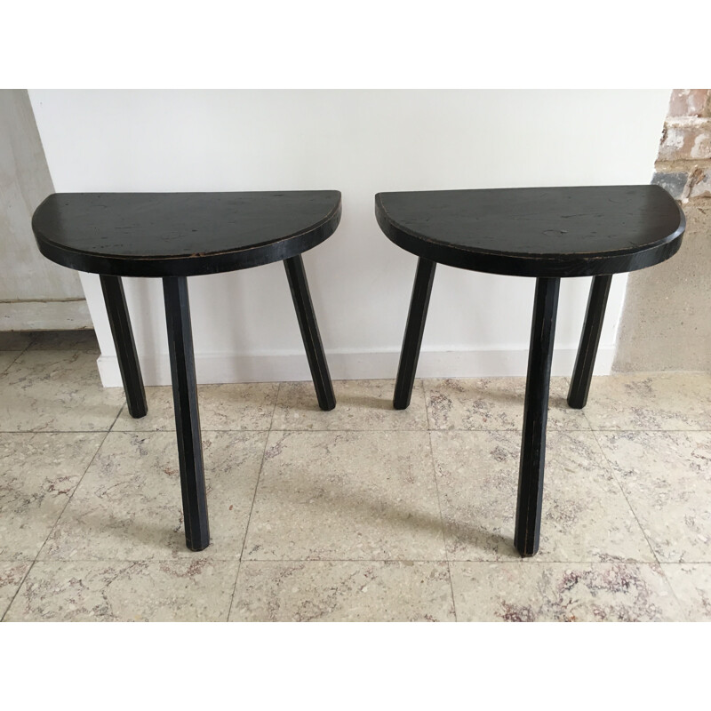 Pair of tripod bedside tables, 1950s