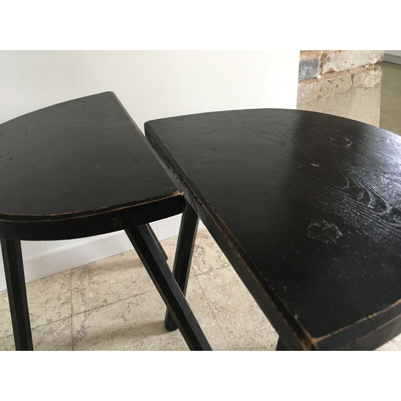 Pair of tripod bedside tables, 1950s