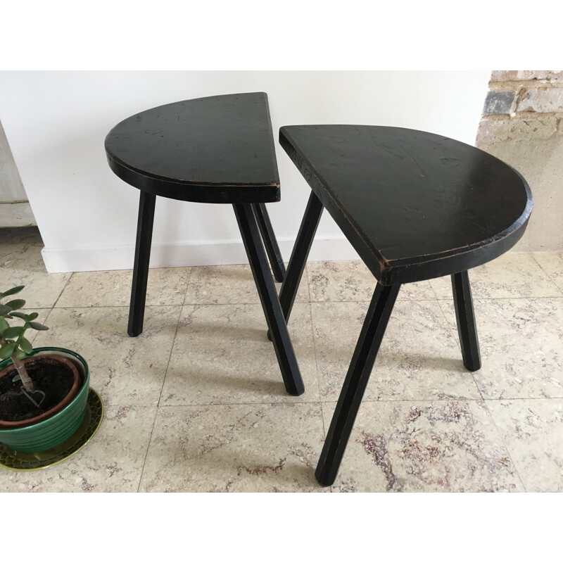 Pair of tripod bedside tables, 1950s