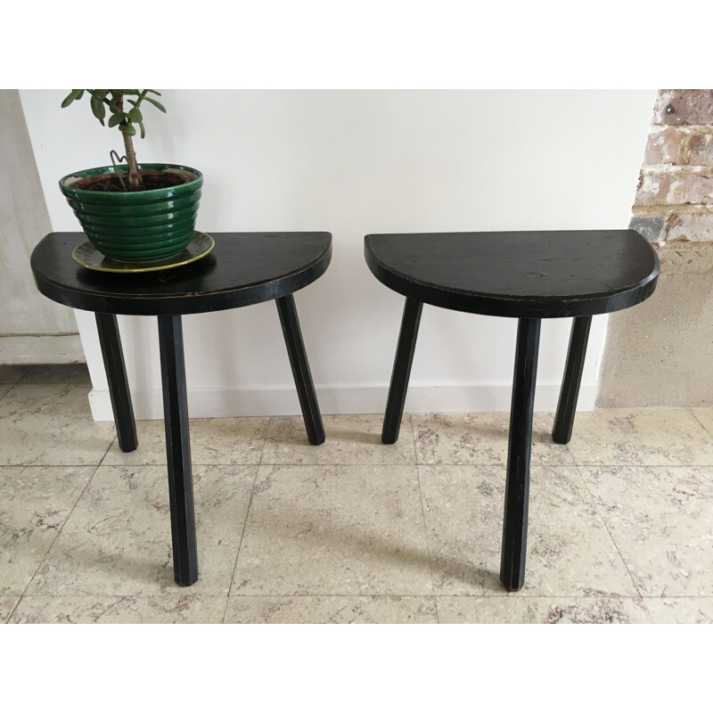 Pair of tripod bedside tables, 1950s