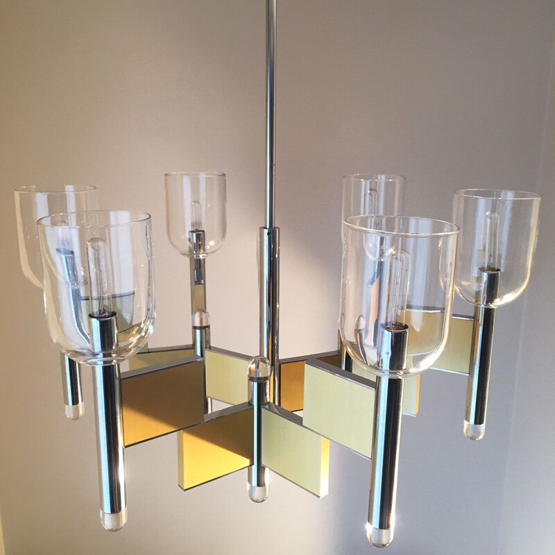 Vintage chandelier by Gaetano Sciolari, 1970s