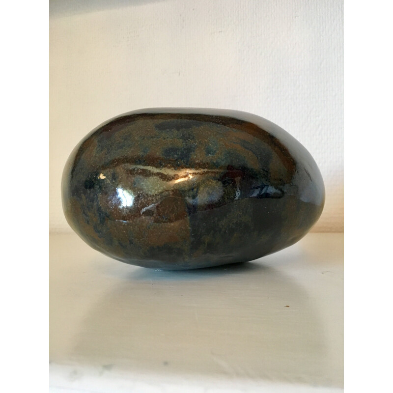 Vintage pebble-shaped glazed ceramic