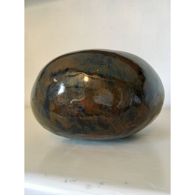 Vintage pebble-shaped glazed ceramic