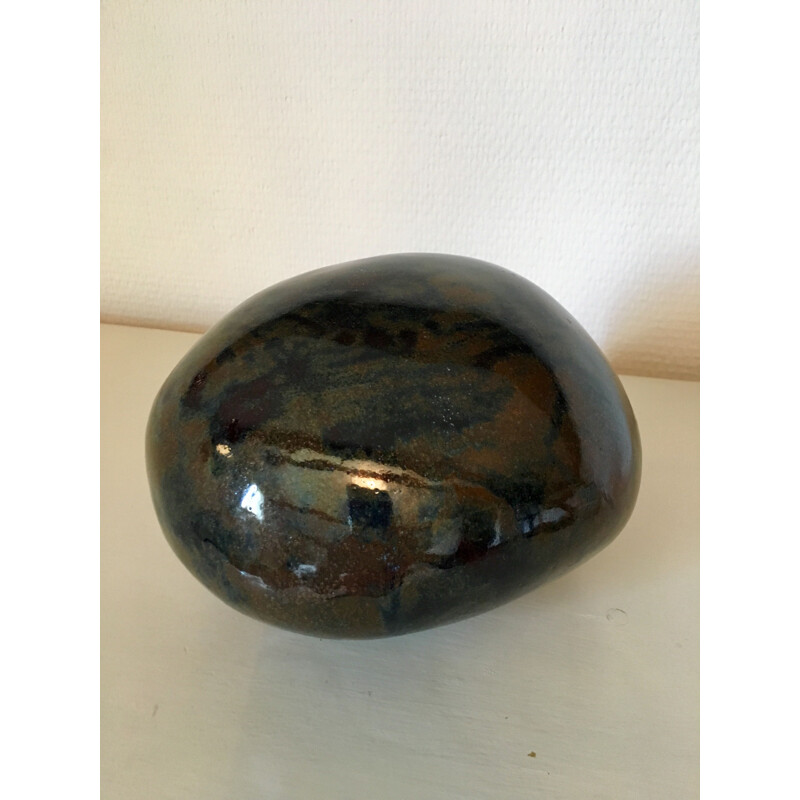 Vintage pebble-shaped glazed ceramic