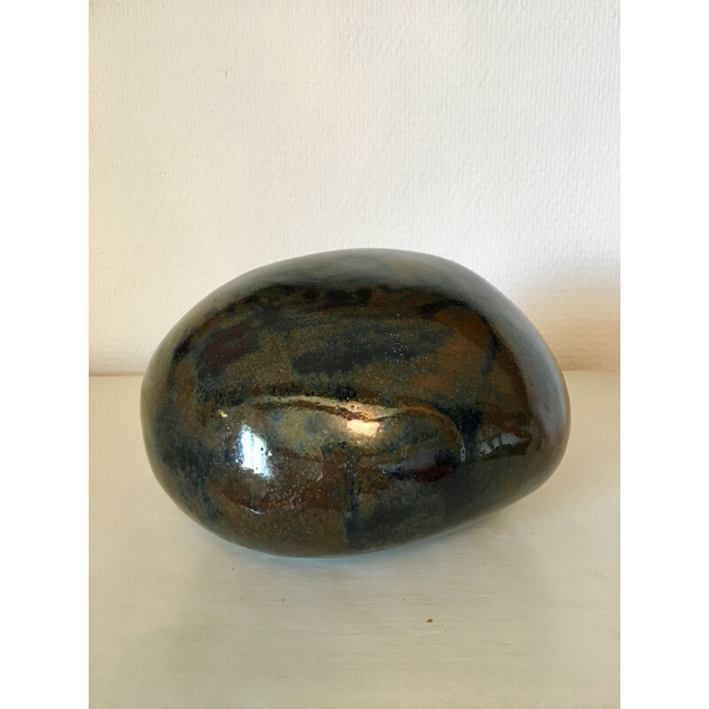 Vintage pebble-shaped glazed ceramic