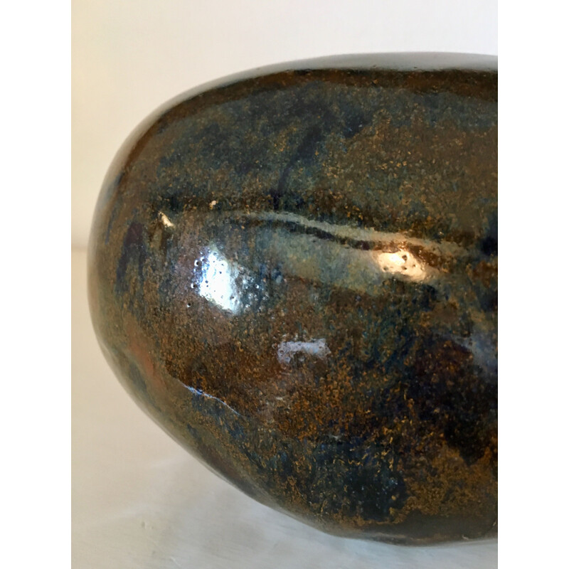 Vintage pebble-shaped glazed ceramic