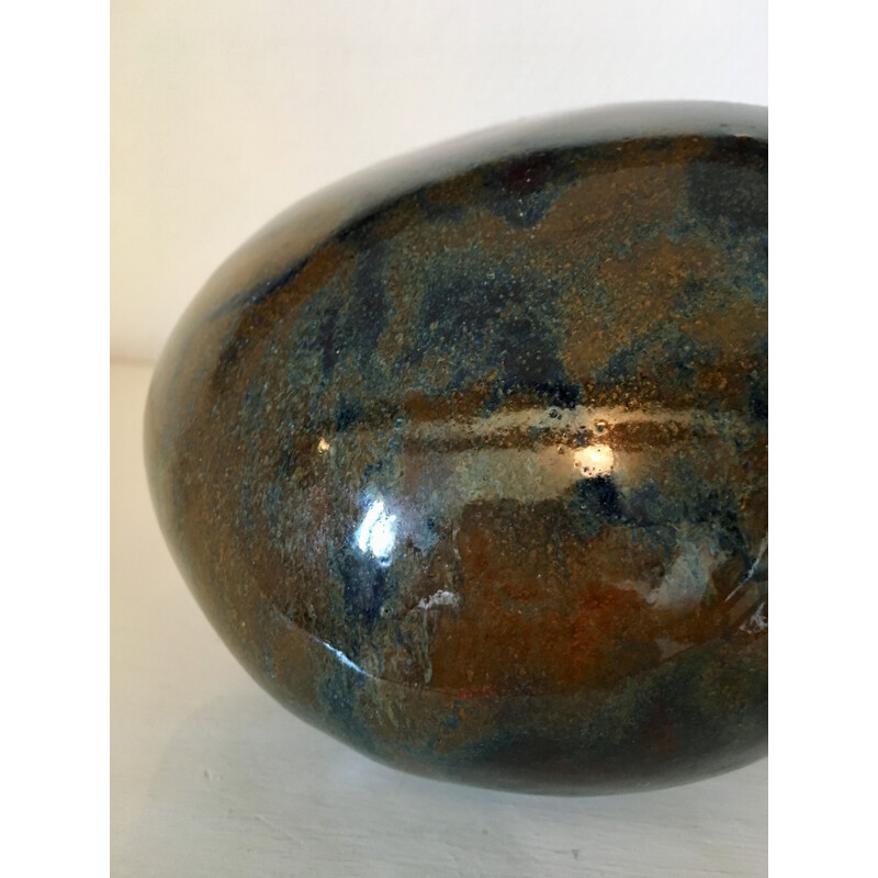 Vintage pebble-shaped glazed ceramic