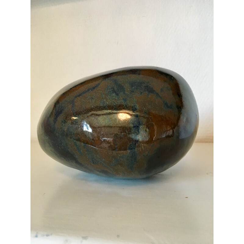 Vintage pebble-shaped glazed ceramic