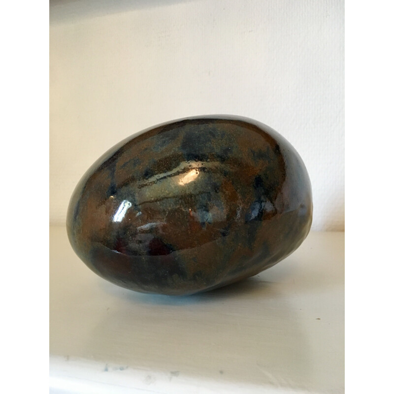 Vintage pebble-shaped glazed ceramic